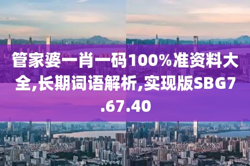 管家婆一肖一码100%准资料大全,长期词语解析,实现版SBG7.67.40