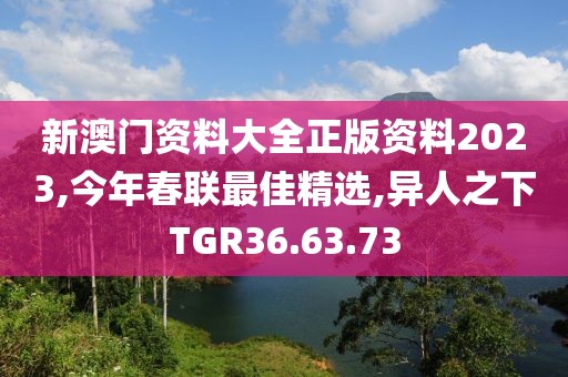 新澳门资料大全正版资料2023,今年春联最佳精选,异人之下TGR36.63.73