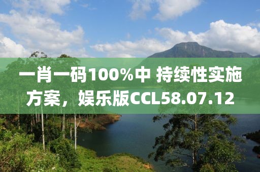 一肖一码100%中 持续性实施方案，娱乐版CCL58.07.12