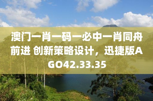 澳门一肖一码一必中一肖同舟前进 创新策略设计，迅捷版AGO42.33.35